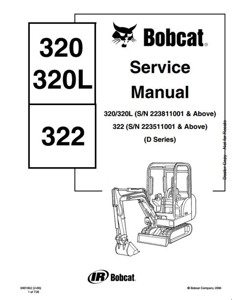 Bobcat 320/320L 322 D Series Mini Excavator Service Manuals